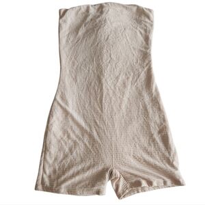 Fashion Nova Cream Strapless Romper